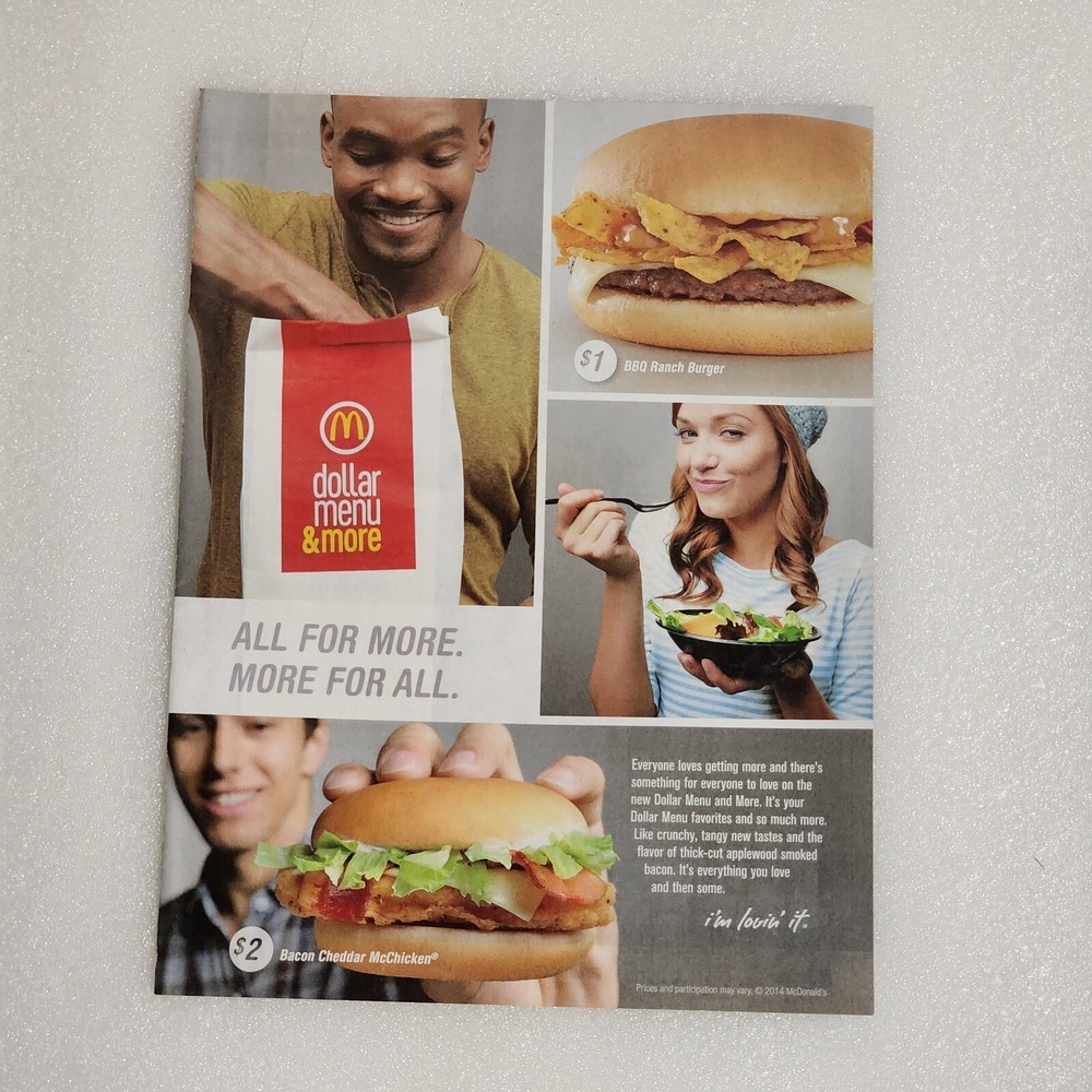 Print Ad McDonald's I'm lovin' it Dollar Menu 8x10 2014
